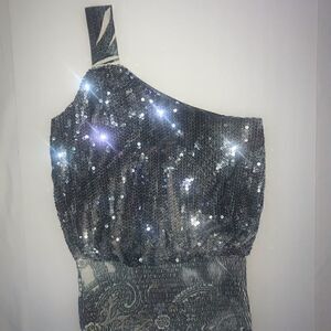 Sexy Little One Shoulder Strap Sequence Top